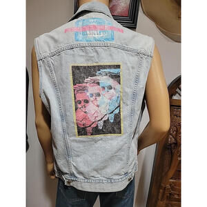 Levi's Welcom To Zenith Volt Motorcycle Trucker Size M Blue Denim Vest #C
